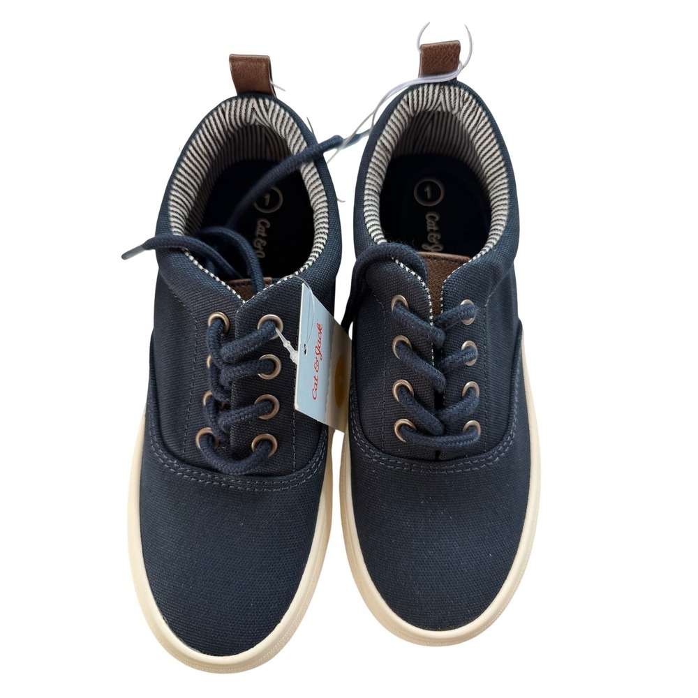 Cat & Jack Jett Navy Blue Canvas Low‎ Top Sneakers Kids Size 1 NIB